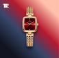 POEDAGAR 768 Classic Square women’s rose gold stainless steel watch with minimalist square dial